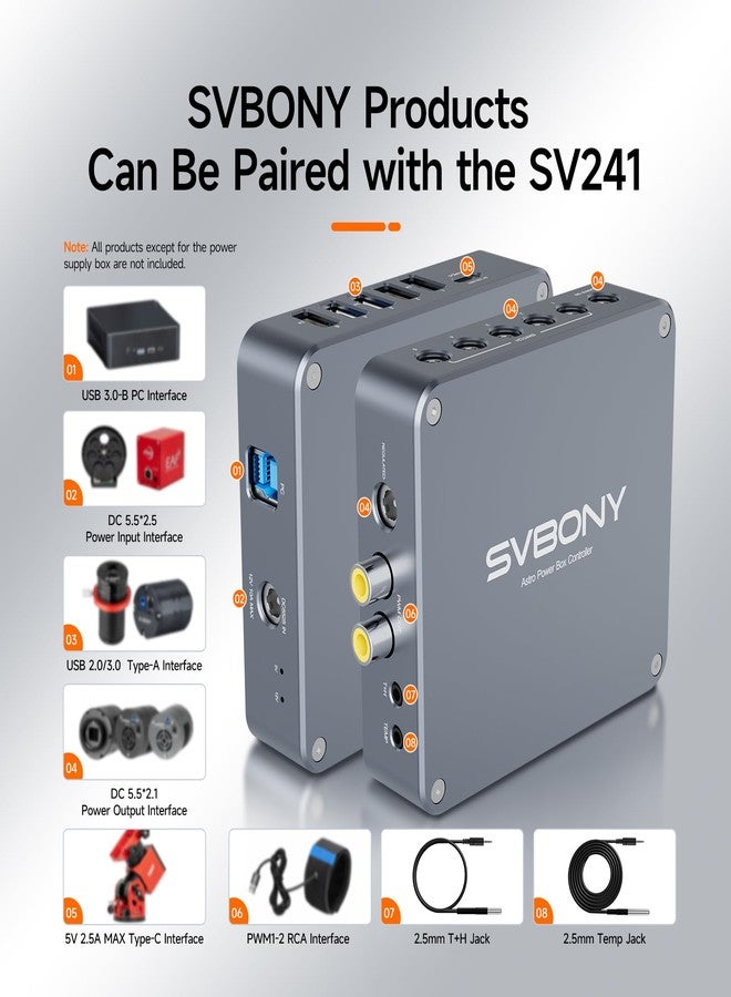 اس في بيوني محول طاقة تلسكوب فلكي SVBONY SV241، صندوق موزع USB صغير التيار المستمر، مخرج عالي السرعة وواجهة من النوع C، متوافق مع مصادر طاقة متنوعة، موزع USB مدمج للتصوير الفلكي الخارجي - Image 4