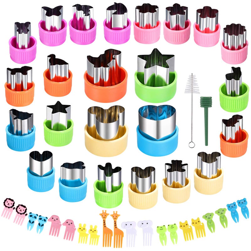 Vegetable Cutter Shapes Set Mini Sizes Cookie Cutters Set Fruit Cookie Pastry Stamps Mold Food Decorative Kids Baking and Food Supplement Tools 24pcs cutters