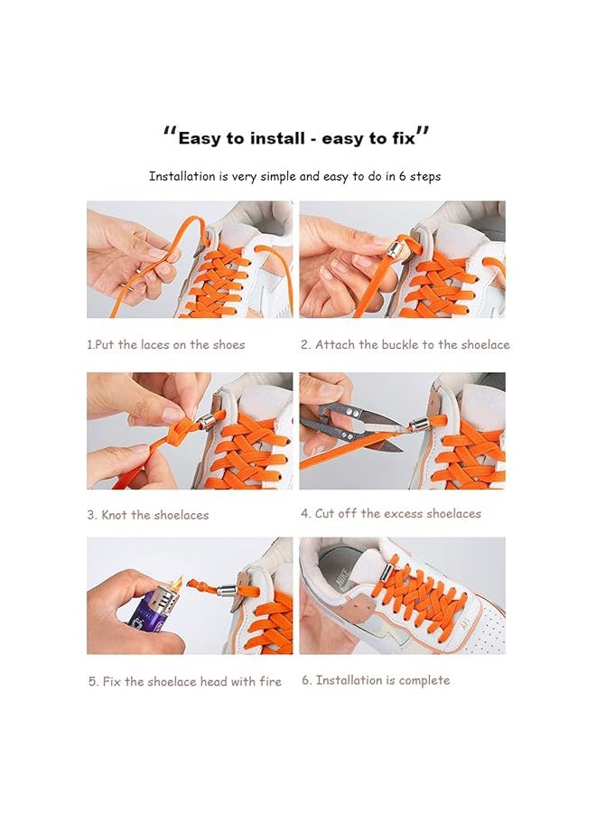 تودي جي هو (2 زوج) مرنة لا ربطة حذاء، شبه دائرة الحذاء الدانتلات سريعة كسول معدنية قفل الدانتلات سلاسل الأحذية، النظام مع الدانتلات الأحذية المرنة - حجم واحد يناسب جميع الأطفال والكبار - Image 5