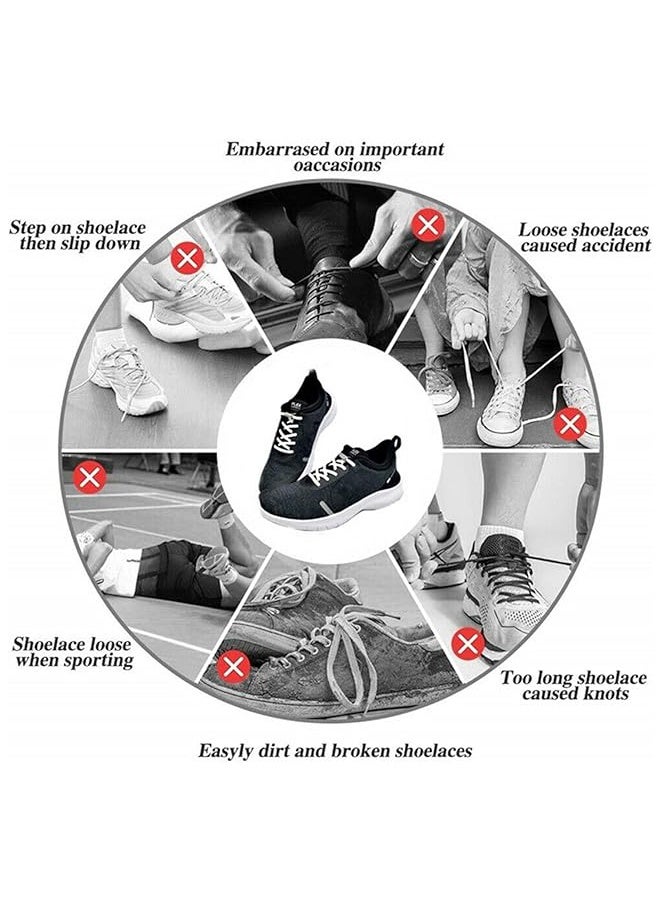 تودي جي هو (2 زوج) مرنة لا ربطة حذاء، شبه دائرة الحذاء الدانتلات سريعة كسول معدنية قفل الدانتلات سلاسل الأحذية، النظام مع الدانتلات الأحذية المرنة - حجم واحد يناسب جميع الأطفال والكبار - Image 2