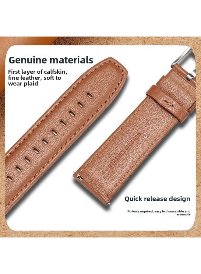 Loquat For Huawei GT2 Strap Gt2 Watch Universal Watchgt2 Leather Watch Chain 2E Vitality Pro Real Cowhide-Color:Gt Model-genuine Leather Strap-brown-steel Color Pin Buckle-【For Huawei Gt2/gt3 46mm】  - Image 4