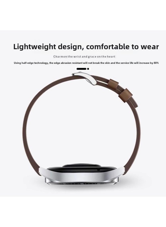 Loquat For Huawei GT2 Strap Gt2 Watch Universal Watchgt2 Leather Watch Chain 2E Vitality Pro Real Cowhide-Color:Gt Model-genuine Leather Strap-brown-steel Color Pin Buckle-【For Huawei Gt2/gt3 46mm】  - Image 5