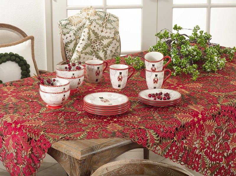 SARO LIFESTYLE Christmas Tree Cutwork Table Runner - Image 3