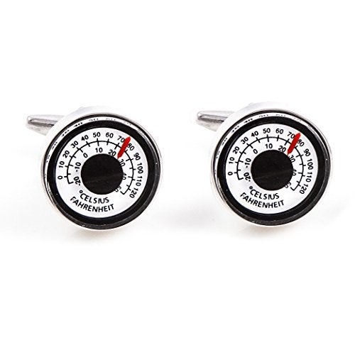 MRCUFF Compass & Thermometer 2 Pairs Cufflinks in a Presentation Gift Box & Polishing Cloth - Image 3