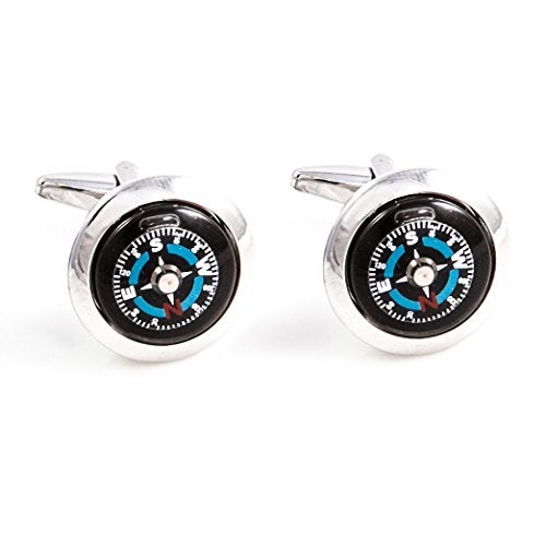 MRCUFF Compass & Thermometer 2 Pairs Cufflinks in a Presentation Gift Box & Polishing Cloth - Image 4