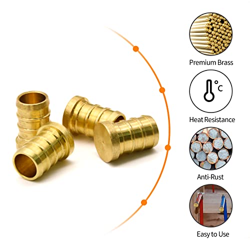 Ruby Q 10pcs 1/2" PEX Barb Plug End Cap, Brass PEX Barb Plug End Cap Pipe Fitting - Image 3