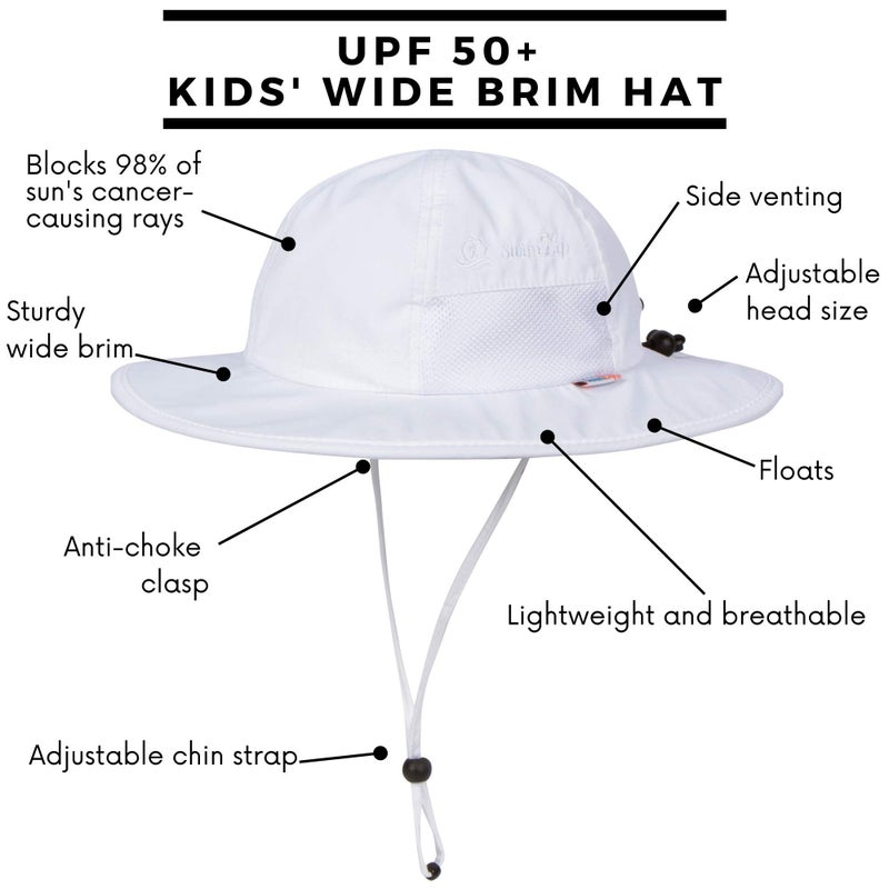 SwimZip Wide Brim Sun Hat | UPF 50+ Protection for Baby, Toddler, and Kids White - Image 2