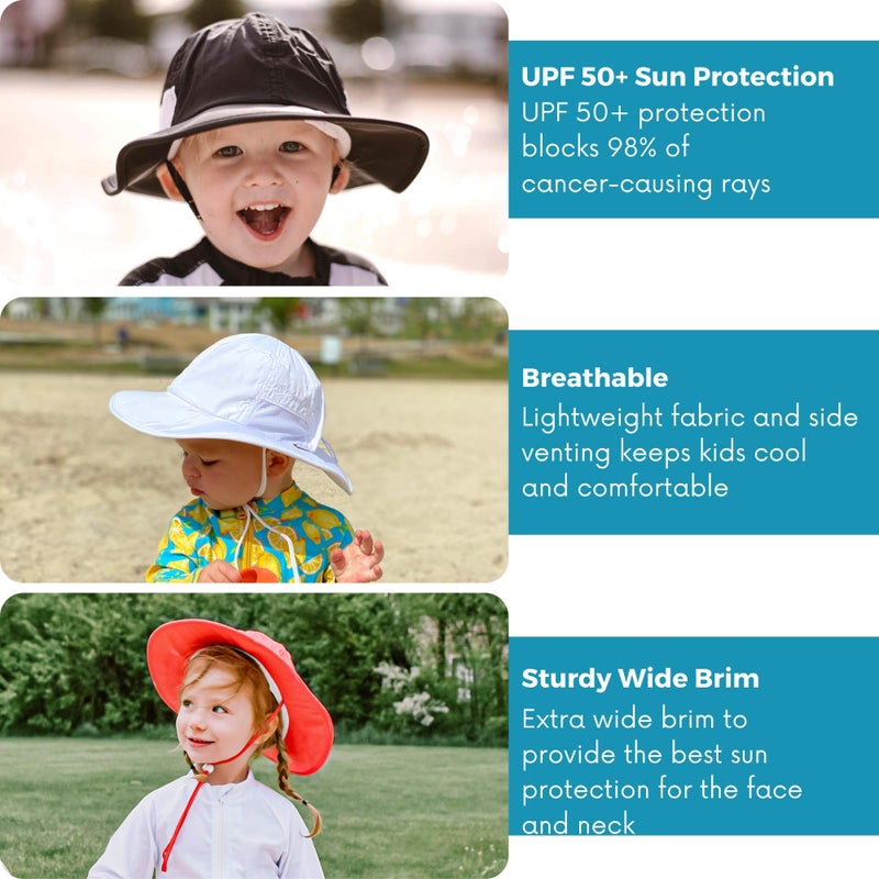 SwimZip Wide Brim Sun Hat | UPF 50+ Protection for Baby, Toddler, and Kids White - Image 5