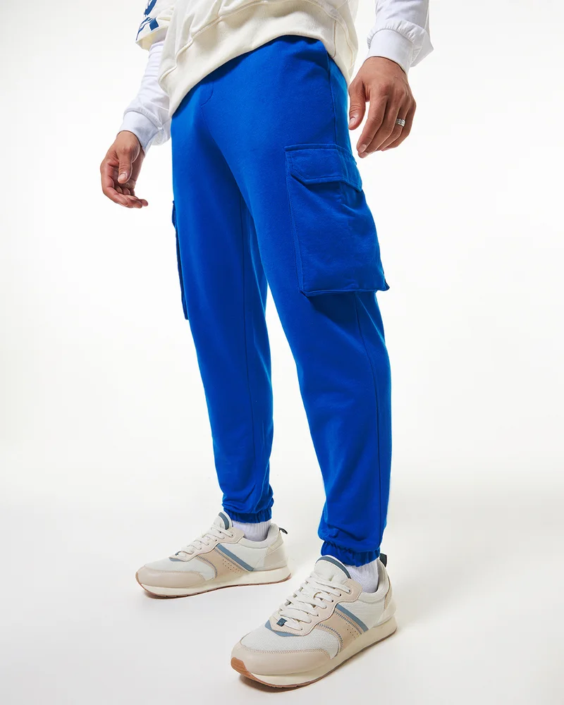 بيواكوف سراويل رياضية رجالية واسعة مبطنة باللون الأزرق من  .