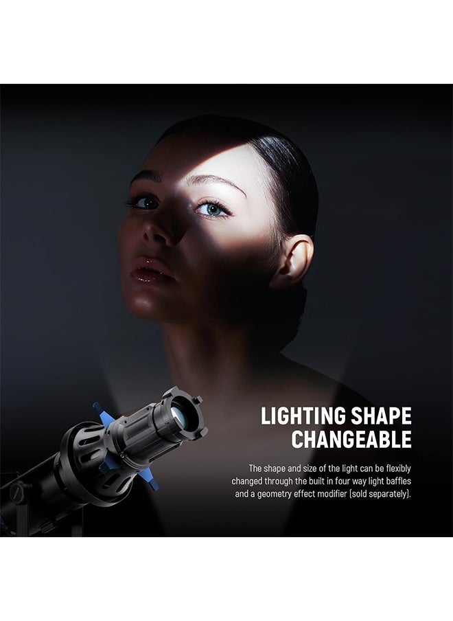 Neewer - NEEWER Spotlight Snoot with 20° Projection Lens, Adjustable Focus, 16 Metal Gobos 5 Color Gels, Bag, Conical Snoot for Bowens Mount LED Continuous Output Lighting Studio Video Light Up to 300W, LS-39 - Image 1