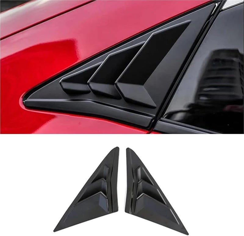 Matte Black Rear Side Window Louvers Air Vent Shades For Hatchback 2020 2021 - Image 1