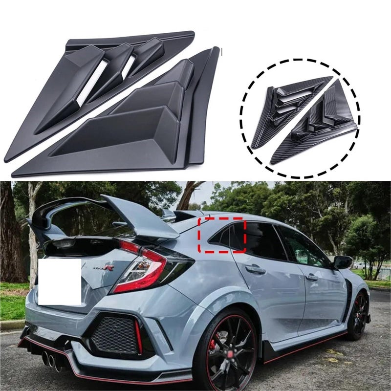 Matte Black Rear Side Window Louvers Air Vent Shades For Hatchback 2020 2021 - Image 4