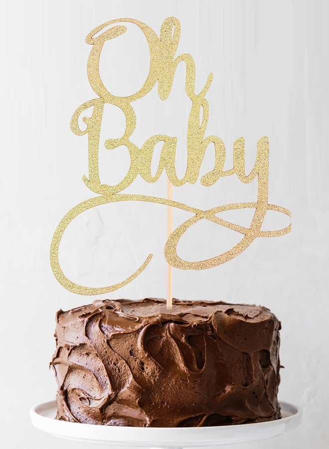 AHAORAY Oh Baby Cake Topper - Premium Gold Baby Party Cake Decoration Supplies, for Shower/Gender Reveal Party/Photo Booth Props - Image 3