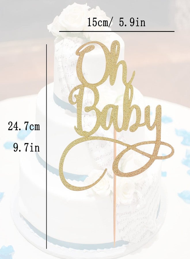AHAORAY Oh Baby Cake Topper - Premium Gold Baby Party Cake Decoration Supplies, for Shower/Gender Reveal Party/Photo Booth Props - Image 2