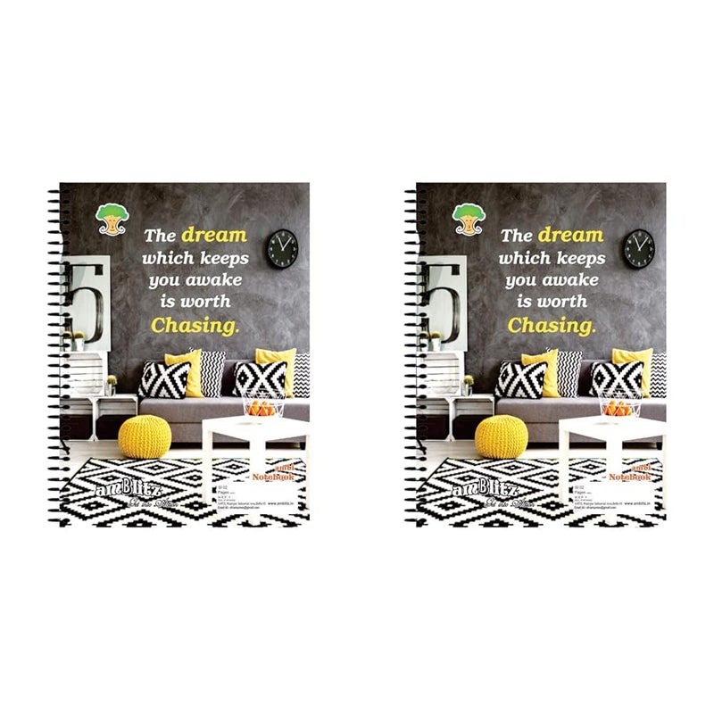 Spiral Notebook (A4, 500 pages) Single Line Ruled (Pack of 2)