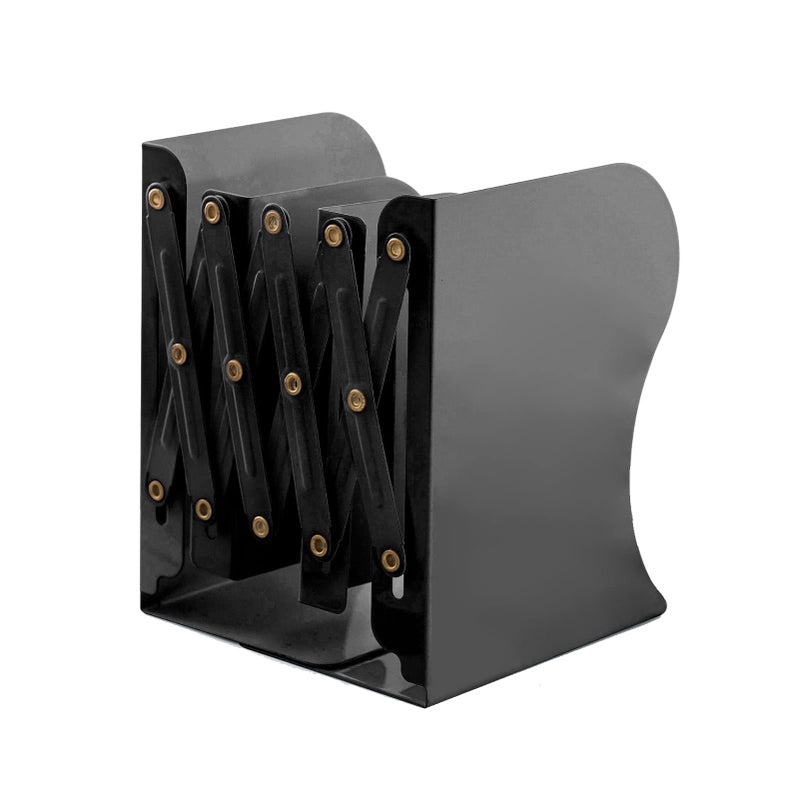 Zyners Adjustable Metal Bookends Heavy Duty for Shelves 2 Dividers AntiSlip Design Expandable Book Ends for Desk OfficeBlack 19 inches Max