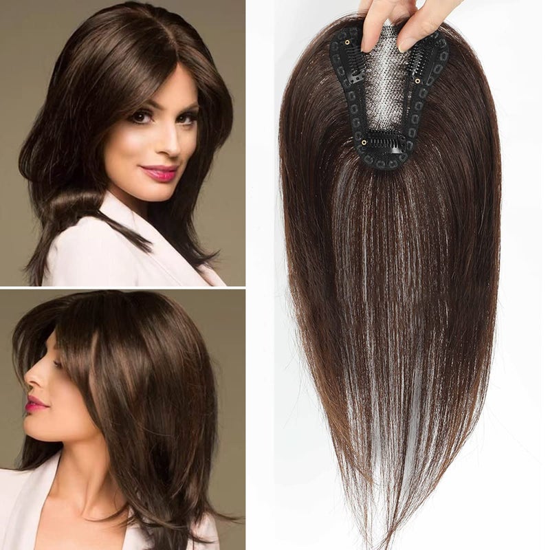 Aimeolyn Hair Toppers for Women Real Human Hair,Hairs Toppers for Women No Bangs Top Hairs Extensions Pieces Wiglets Upgrade Lace Base 12inch - Image 1
