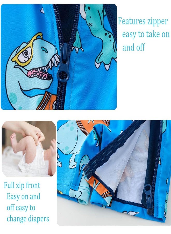 UMELOK Baby Boy Swimsuit UPF 50+ Sun Protection Full Zipper One Piece Rash Guard Swimwear Sunsuit Blue Dinosaur 2-3T - Image 4