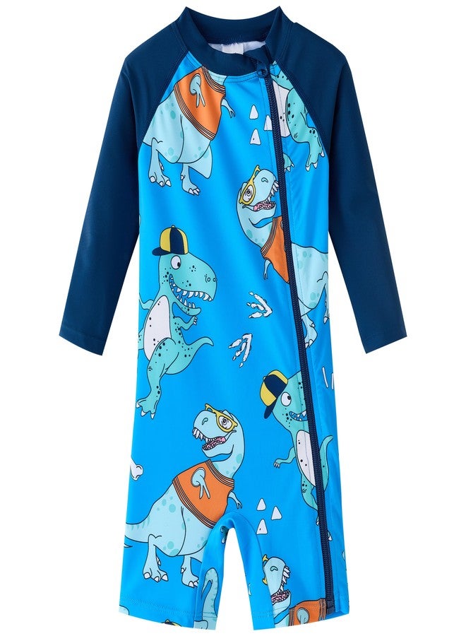UMELOK Baby Boy Swimsuit UPF 50+ Sun Protection Full Zipper One Piece Rash Guard Swimwear Sunsuit Blue Dinosaur 2-3T - Image 1