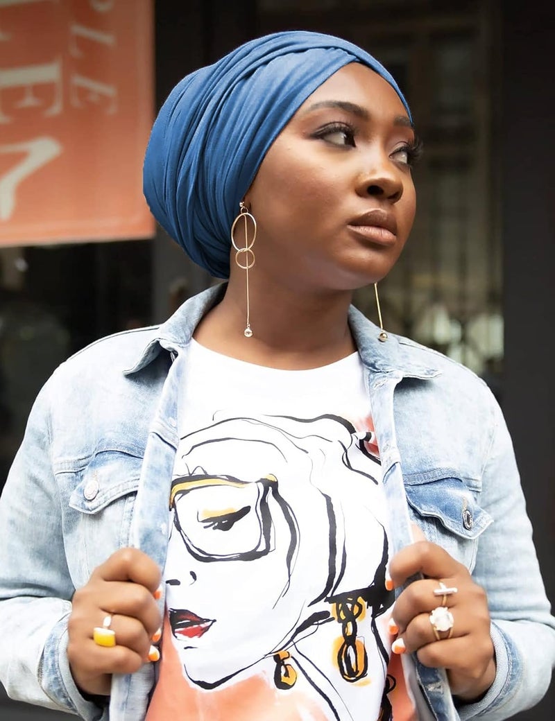 Harewom Head Wraps for Black Women Stretch Head Scarf Long African Hair Wraps Turban Headwraps Jersey Headbands - Image 4