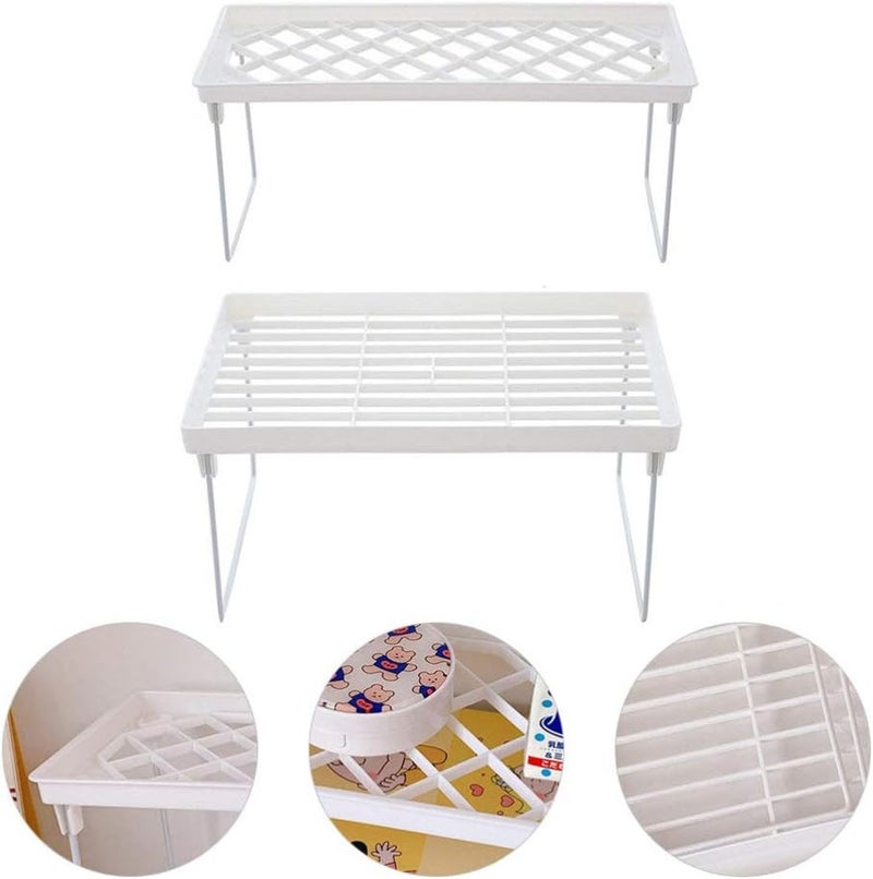 Tv Riser Desktop Shelf 2PCS Desk Monitor Stand Riser Foldable Storage Shelf Desk Storage Organizer Speaker TV Laptop Printer Stand Holder for Home Office (Size L + S) Desk Shelf Desk Riser - Image 3