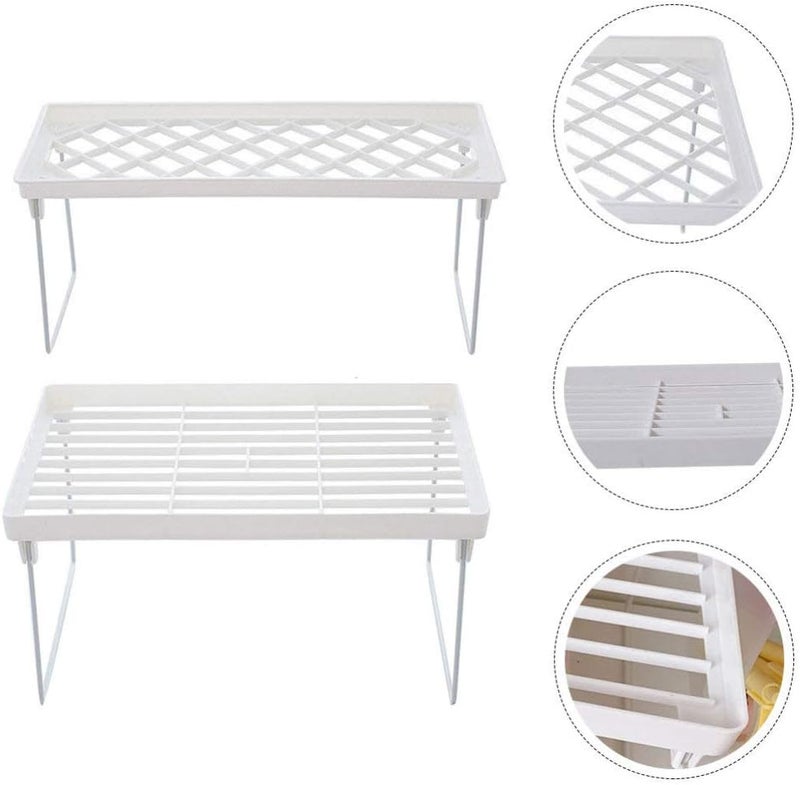 Tv Riser Desktop Shelf 2PCS Desk Monitor Stand Riser Foldable Storage Shelf Desk Storage Organizer Speaker TV Laptop Printer Stand Holder for Home Office (Size L + S) Desk Shelf Desk Riser - Image 4
