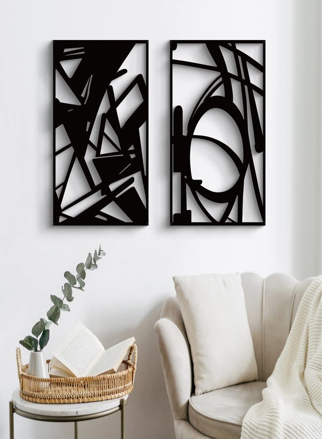 Glamativity 4 Pack Black Abstract Metal Wall Art, Minimalist Décor Single Line Art Wall Décor, 3D Textured Metal Wall Sculptures, for Living Room Bedroom Bathroom Study Room (Black Abstract, M Size 16 x 11'') - Image 3