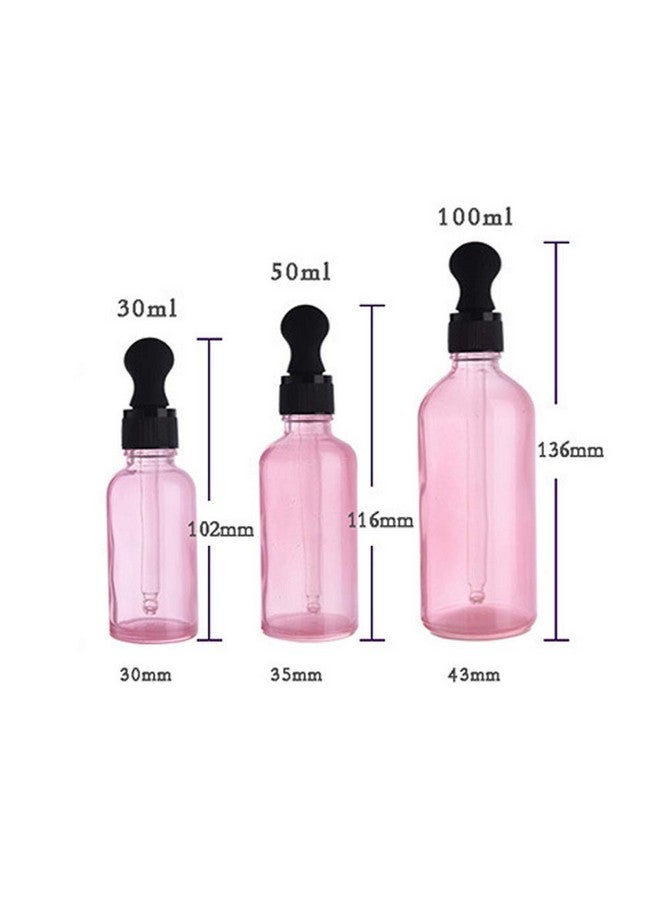 mollensiuer 2Pcs Pink Glass Essential Oil Dropper Bottles Containers Empty Round Bottles With Glass Eye Dropper Dispenser For Transfer Storing Oils Perfume Aromatherapy Lotion Cosmetic Sample Liquid (50Ml)  - Image 4