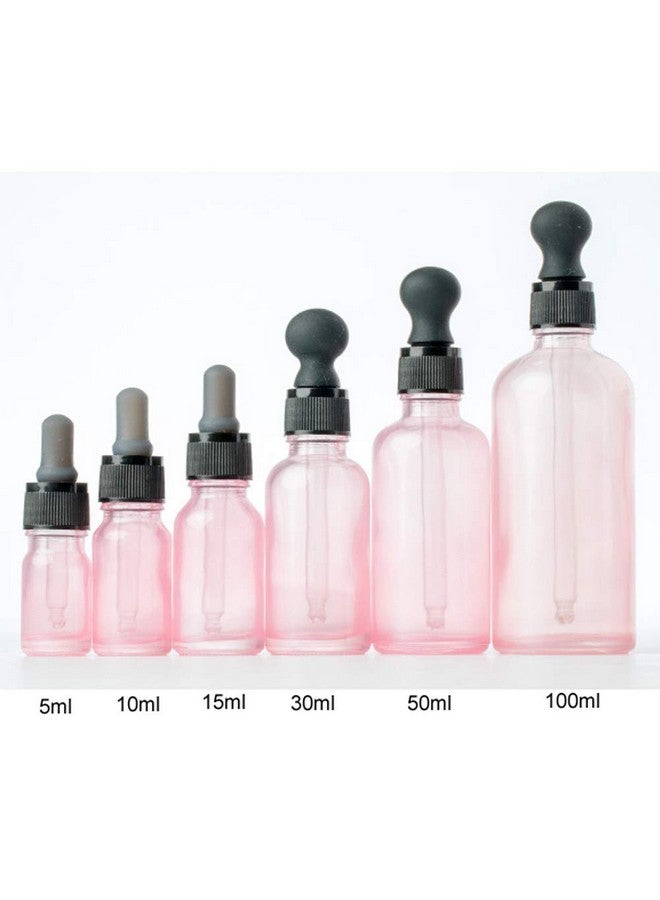 mollensiuer 2Pcs Pink Glass Essential Oil Dropper Bottles Containers Empty Round Bottles With Glass Eye Dropper Dispenser For Transfer Storing Oils Perfume Aromatherapy Lotion Cosmetic Sample Liquid (50Ml)  - Image 5