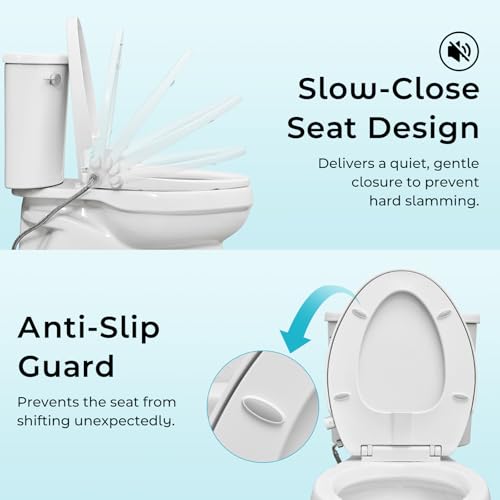 BDJM Bidet Toilet Seat,Non-Electric Quiet-Close,Fit Elongated Toilet Seat,Adjustable Water Pressure and Self-Cleaning Dual Nozzles - Image 4