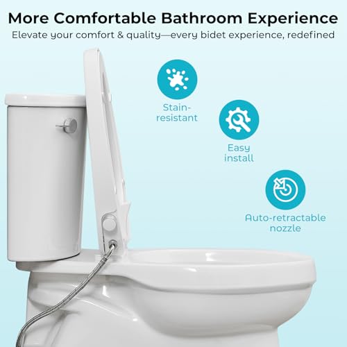 BDJM Bidet Toilet Seat,Non-Electric Quiet-Close,Fit Elongated Toilet Seat,Adjustable Water Pressure and Self-Cleaning Dual Nozzles - Image 5
