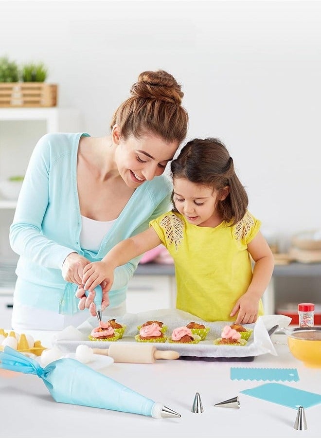 Piping Bags and Tips Set, Cakes Decorating Supplies Kit with 100pcs 12 Inch Pastry Bags, 16 Piping Tips, 3 Cake Scraper, 2 Couplers, 2 Bag Ties, Simple and Convenient Baking Supplies Set - Image 5