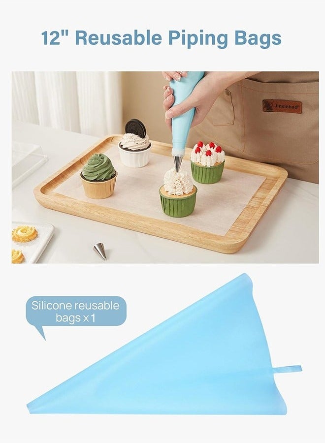Piping Bags and Tips Set, Cakes Decorating Supplies Kit with 100pcs 12 Inch Pastry Bags, 16 Piping Tips, 3 Cake Scraper, 2 Couplers, 2 Bag Ties, Simple and Convenient Baking Supplies Set - Image 2