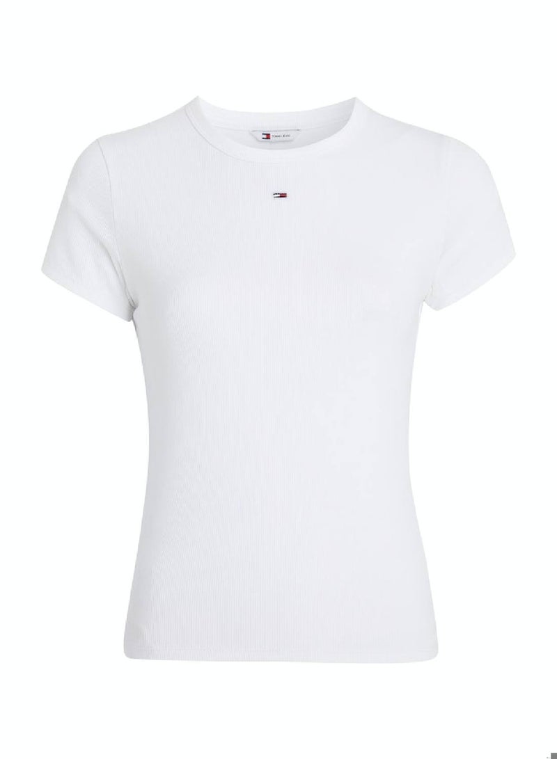 TOMMY JEANS Slim Rib Short Sleeve T-Shirt - Image 4