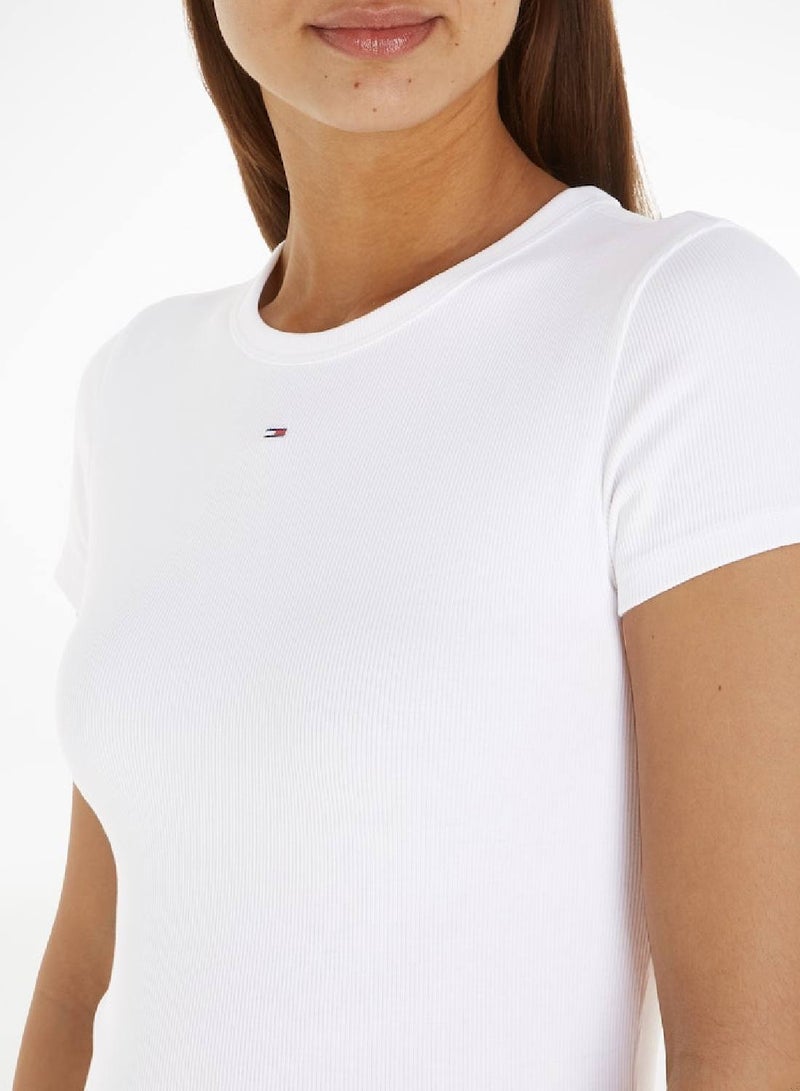 TOMMY JEANS Slim Rib Short Sleeve T-Shirt - Image 3