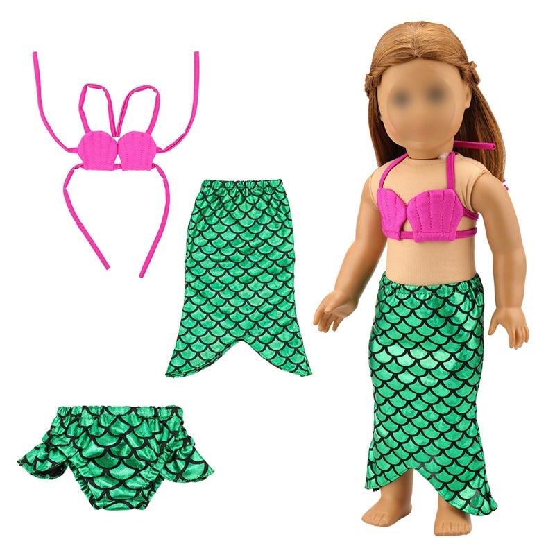 Barwa 18 Inch Doll Clothes Accessories 3 Sets Princess Mermaid Tail Outfits Dress Swimsuit Bikini Tops Underwear Swimwear for 18 Inch Dolls - Image 5