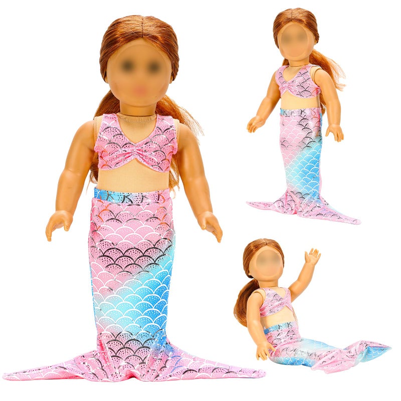 Barwa 18 Inch Doll Clothes Accessories 3 Sets Princess Mermaid Tail Outfits Dress Swimsuit Bikini Tops Underwear Swimwear for 18 Inch Dolls - Image 4