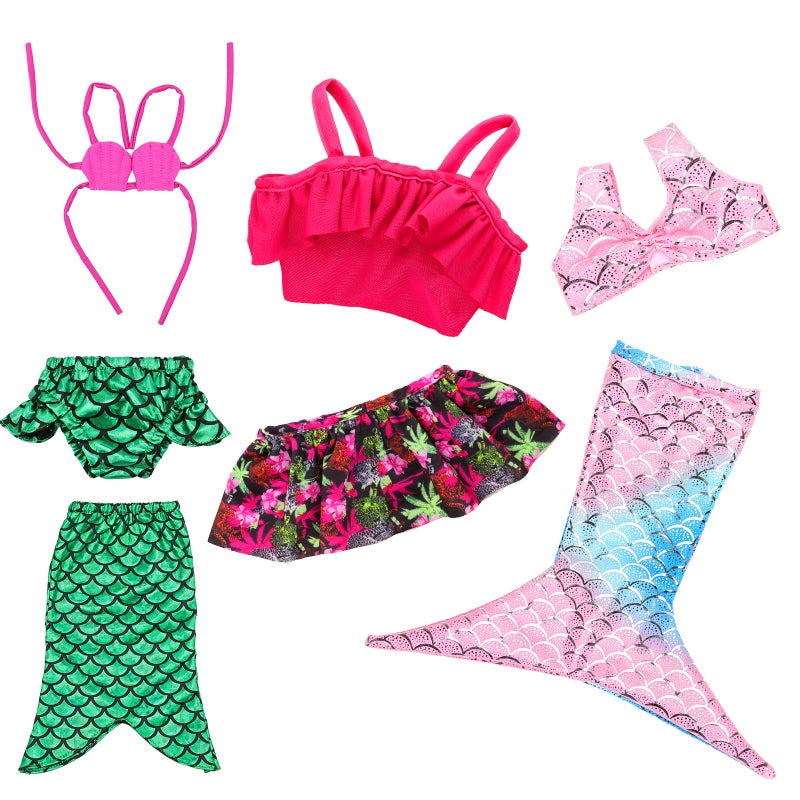 Barwa 18 Inch Doll Clothes Accessories 3 Sets Princess Mermaid Tail Outfits Dress Swimsuit Bikini Tops Underwear Swimwear for 18 Inch Dolls - Image 1