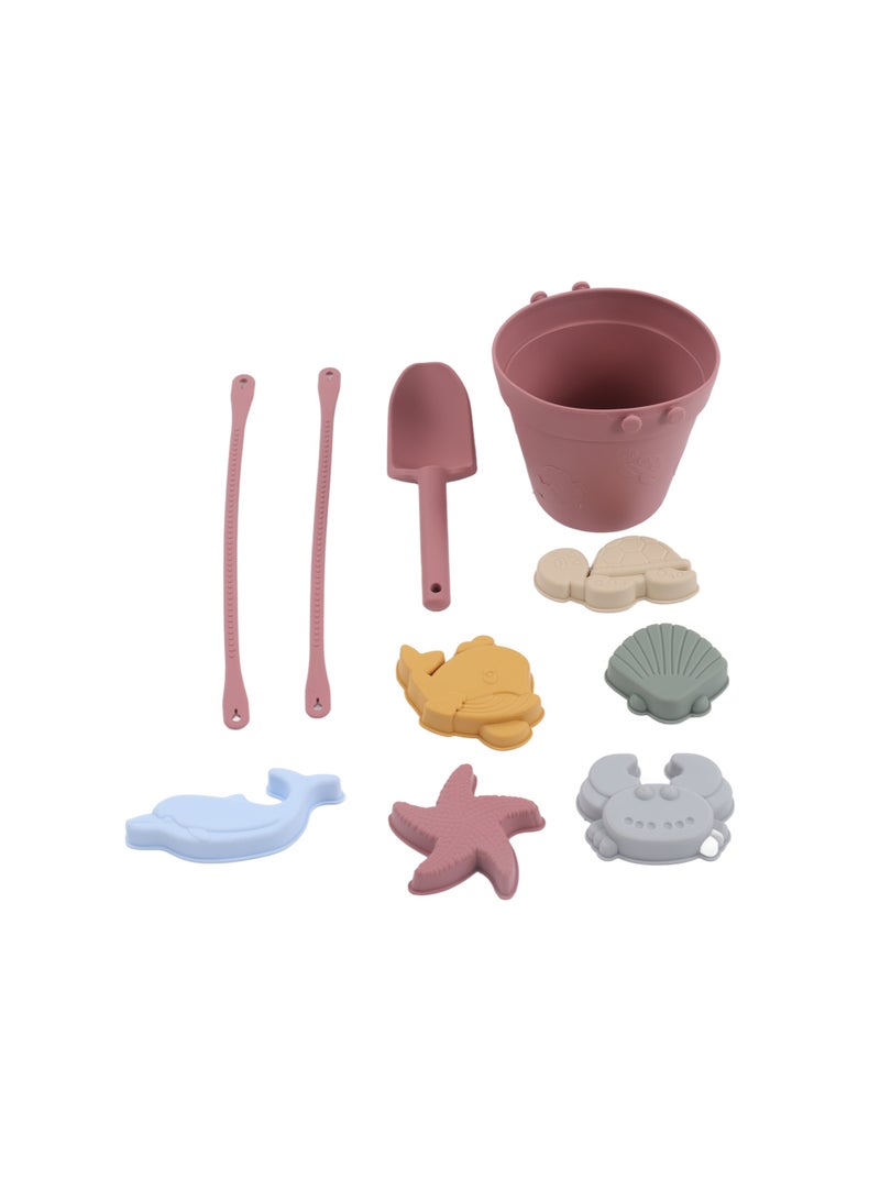 Velaurs 10-Piece Silicone Beach Toy Set Including Silicone Bucket Animal Model Sand Shovel - Image 1