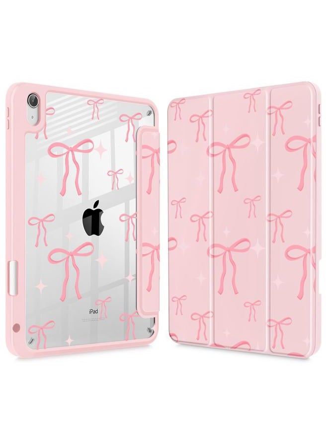May Chen for iPad (A16) 11th Generation Case 11 Inch 2025, iPad 10th Gen Case 2022 10.9 inch, Built-in Pencil Holder with Shockproof Cover Clear Transparent Back Shell Auto Wake/Sleep, Pink Bows P721 - Image 1