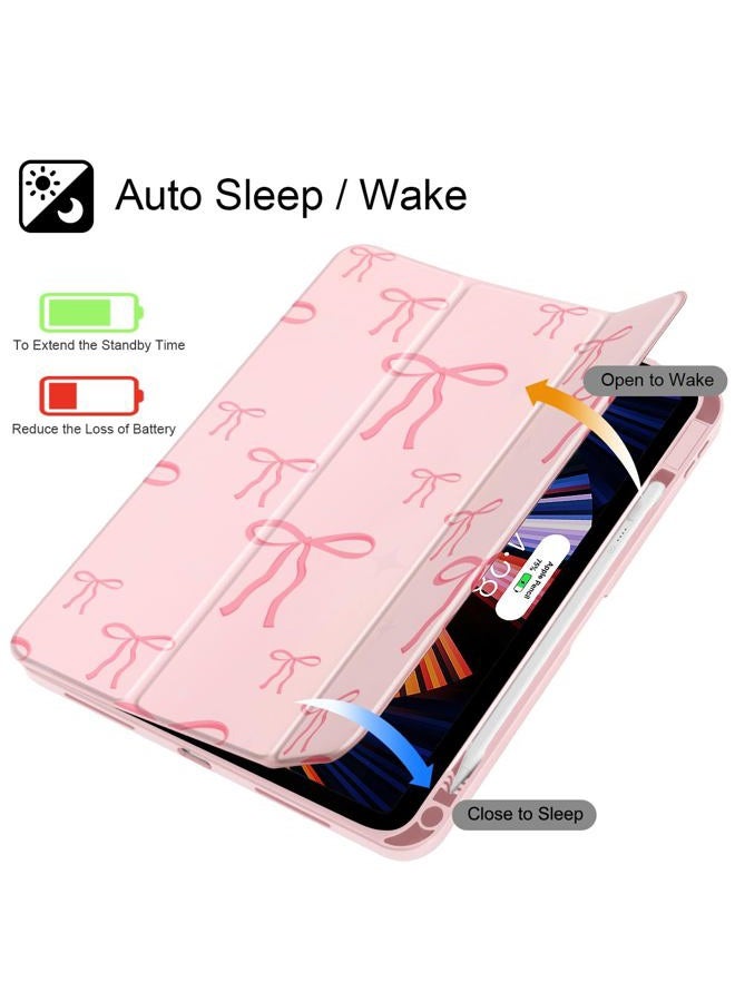 May Chen for iPad (A16) 11th Generation Case 11 Inch 2025, iPad 10th Gen Case 2022 10.9 inch, Built-in Pencil Holder with Shockproof Cover Clear Transparent Back Shell Auto Wake/Sleep, Pink Bows P721 - Image 3