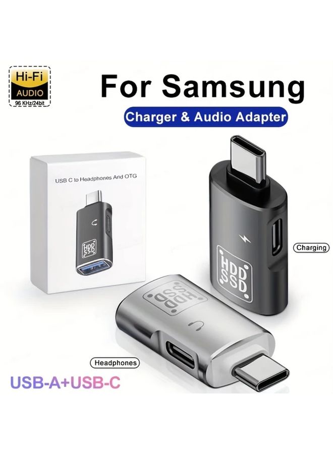 Audio OTG Silvery Fast Charging Cable Type C Adapter USB 3 1 U Disk Reader Headphone Converter - Image 1