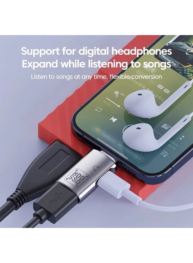 Audio OTG Silvery Fast Charging Cable Type C Adapter USB 3 1 U Disk Reader Headphone Converter - Image 3