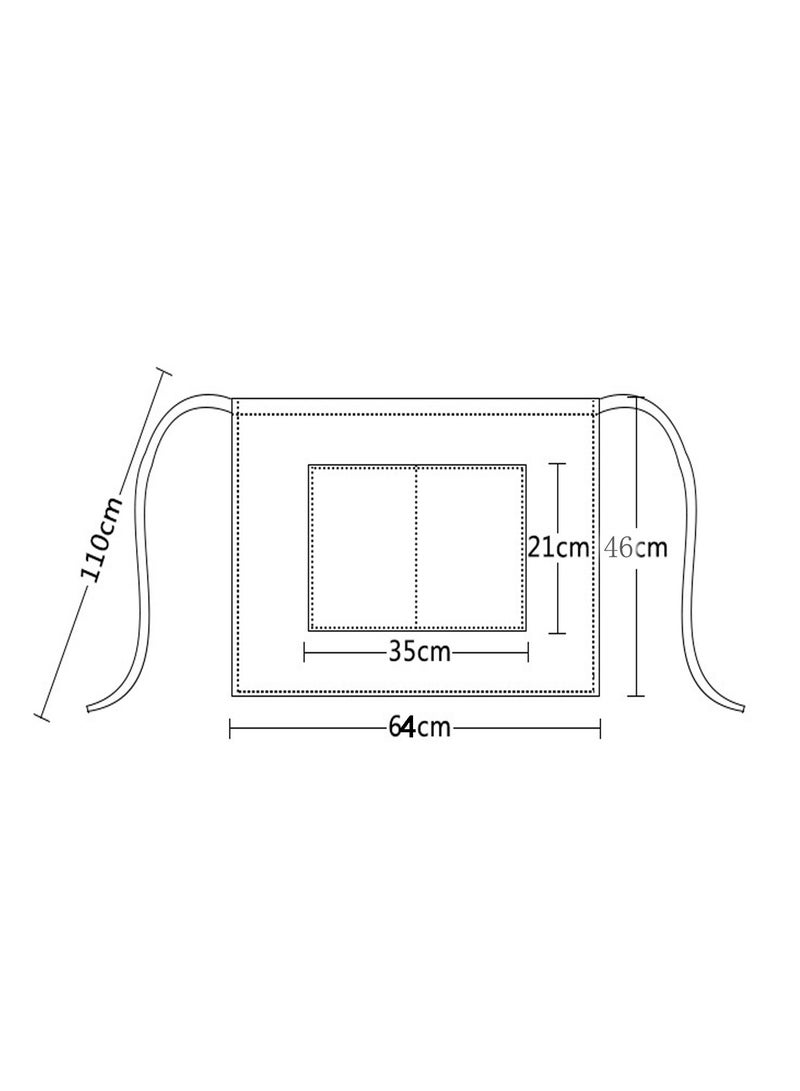 Half Short Server Waitress Waist Apron with 2 Pockets for Chef Bartender Baker Craftsmen(64X46CM)  - Image 3