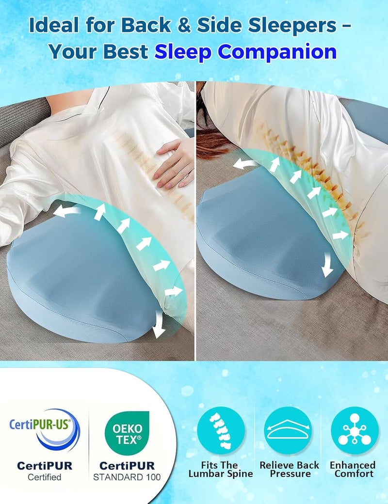 Fledano Lumbar Support Pillow for Sleeping – Memory Foam Lower Back Pillow for Bed for Back Pain Relief - Ergonomic Support for Side & Back Sleepers - Bed Rest Pillow for Car, Sofa with Cooling Cover - Image 3
