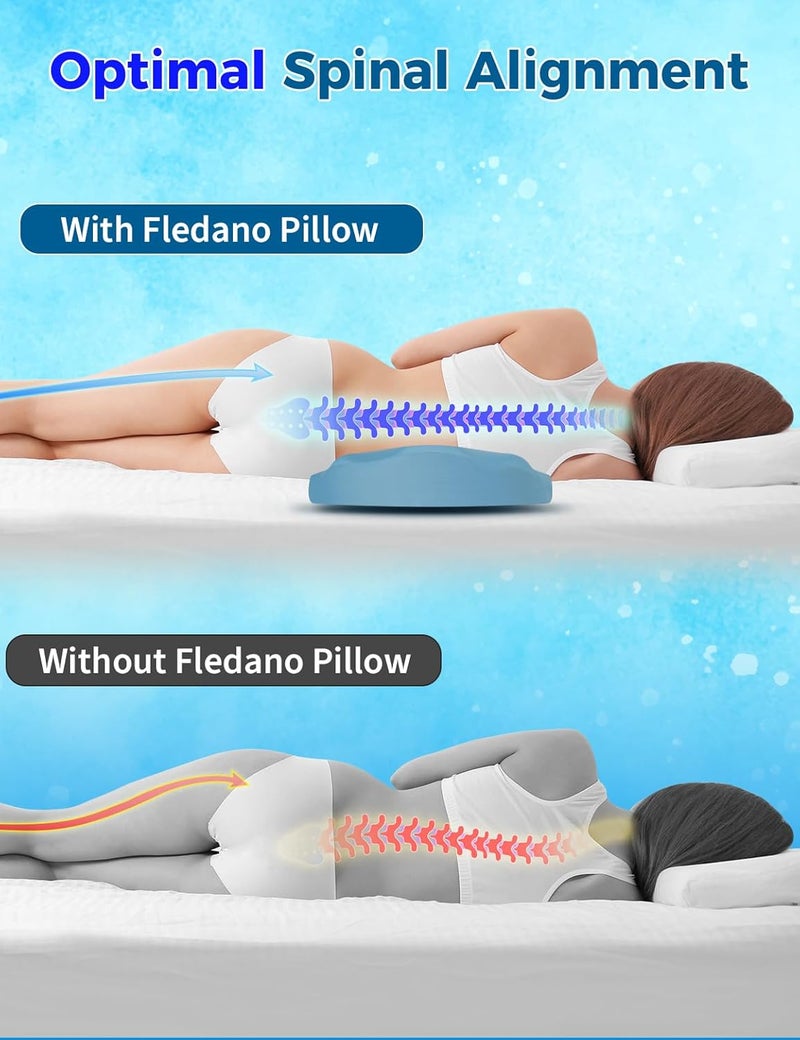 Fledano Lumbar Support Pillow for Sleeping – Memory Foam Lower Back Pillow for Bed for Back Pain Relief - Ergonomic Support for Side & Back Sleepers - Bed Rest Pillow for Car, Sofa with Cooling Cover - Image 4