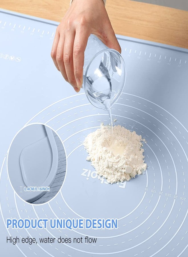 EuChoiz Silicone Pastry Mat 20"*16" Extra Thick Non Stick Baking Mat Food Grade Silicone Dough Rolling Bake Mat with Edge Heightening Blue - Image 2