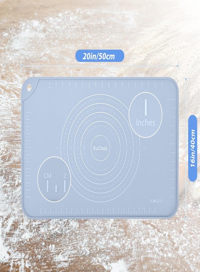 EuChoiz Silicone Pastry Mat 20"*16" Extra Thick Non Stick Baking Mat Food Grade Silicone Dough Rolling Bake Mat with Edge Heightening Blue - Image 3
