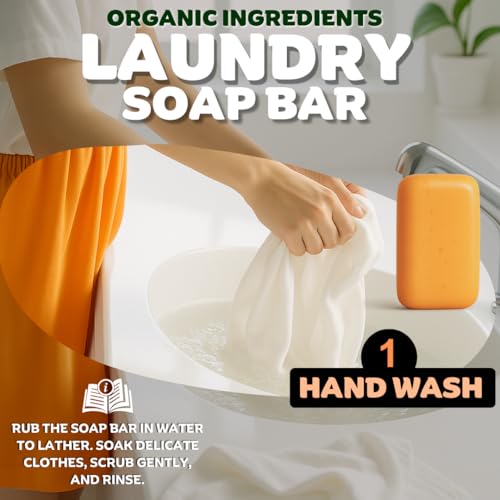 KELEBS Laundry Soap Bar - Hypoallergenic and Organic Citrus Formula for Sensitive Skin - Stain Remover for Delicate Clothes, Underwear, Collar - 2 Bars - Image 3