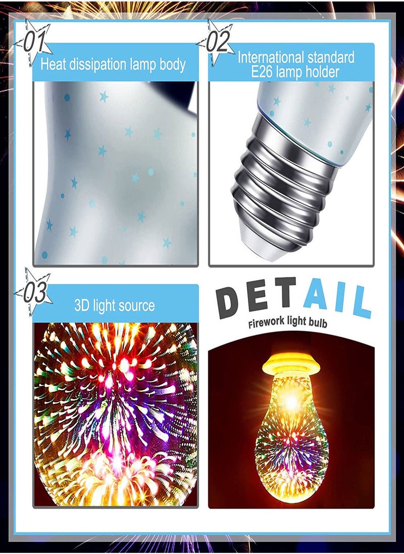 Firework Light Bulb, 3D Fireworks Effect LED Light Bulb Smart Bulbs Multicolor Decorative Ceiling Light Bulb for Party Bedroom Festival Home Disco, E27 4.5W, for Home, Party, Bedroom (2 PCS) - Image 2